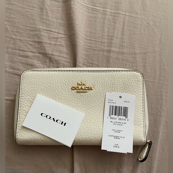 NWT Coach Chalk Pebble Leather Medium ID Zip Wallet - Picture 8 of 8